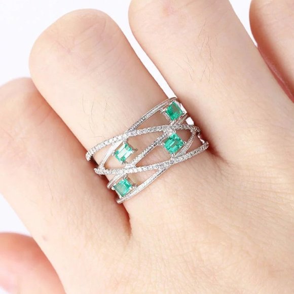 💥 Fashion Cross Multi Layer Romantic Gems Zircon Rings for Women, EVGG1300 - Picture 2 of 6